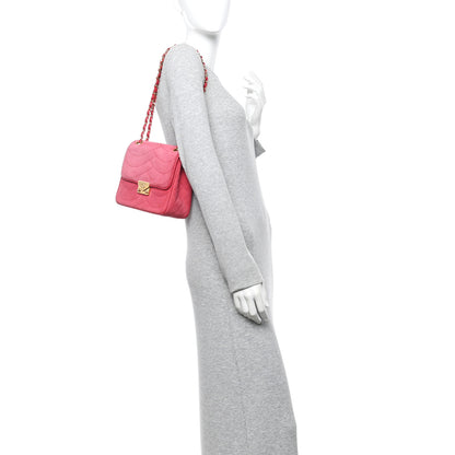 Chanel Suede Lambskin Scallop Quilted Mini Pagoda Flap Pink 2 of 15