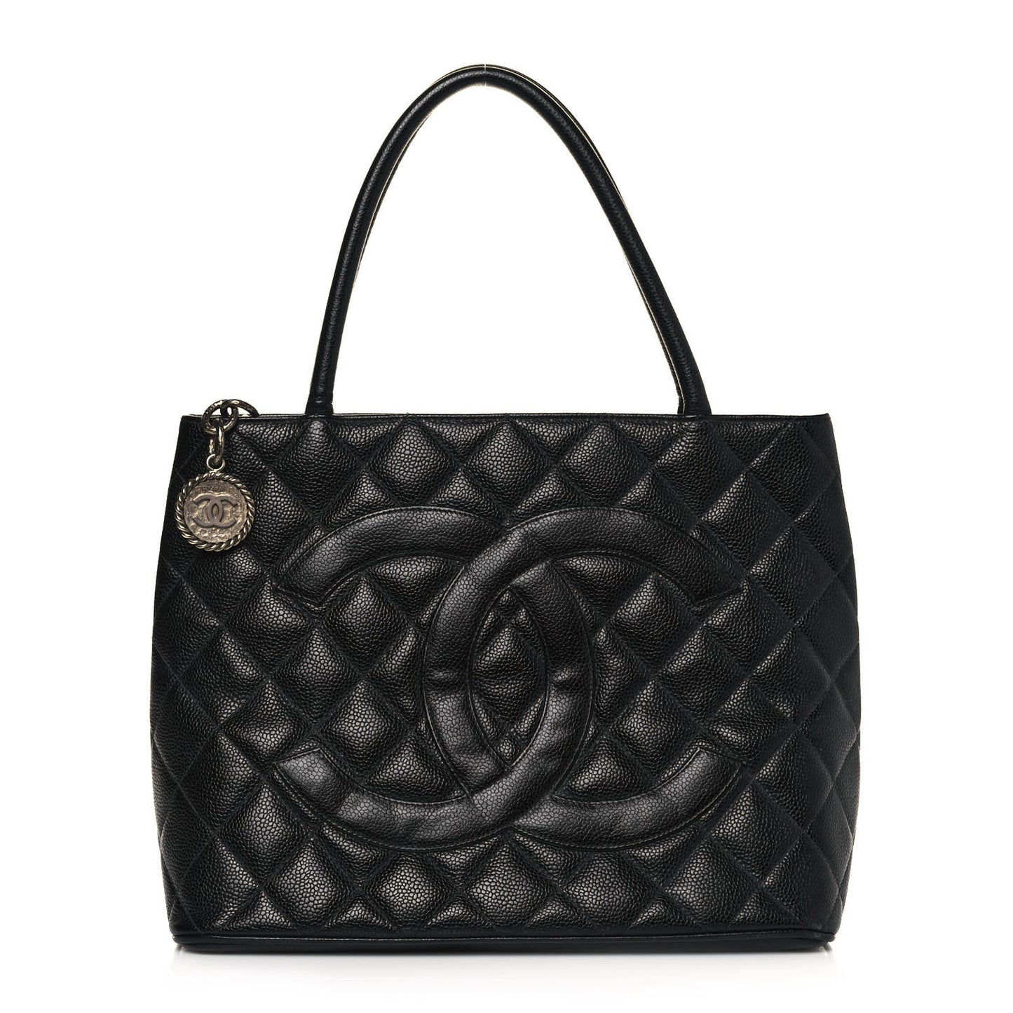 Caviar Quilted Medallion Tote Black