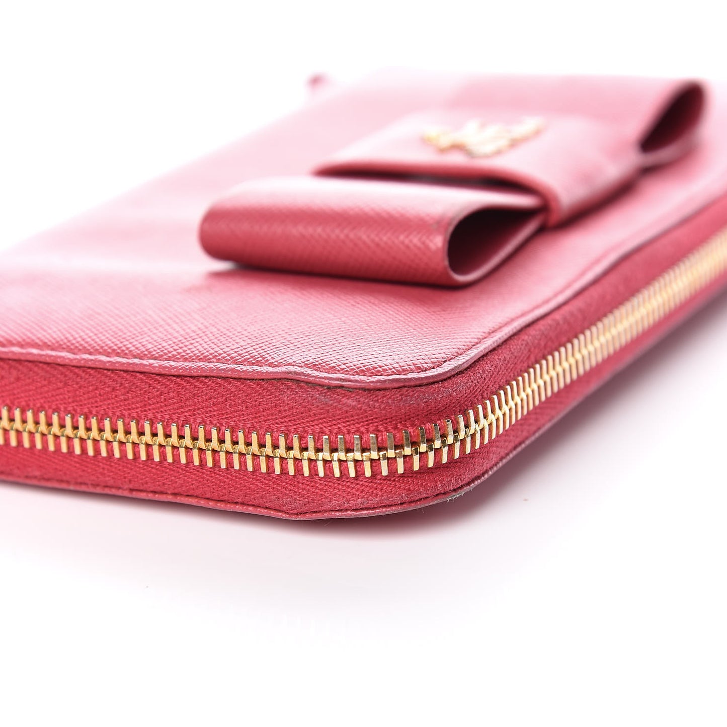 Saffiano Fiocco Bow Zip Around Wallet Peonia