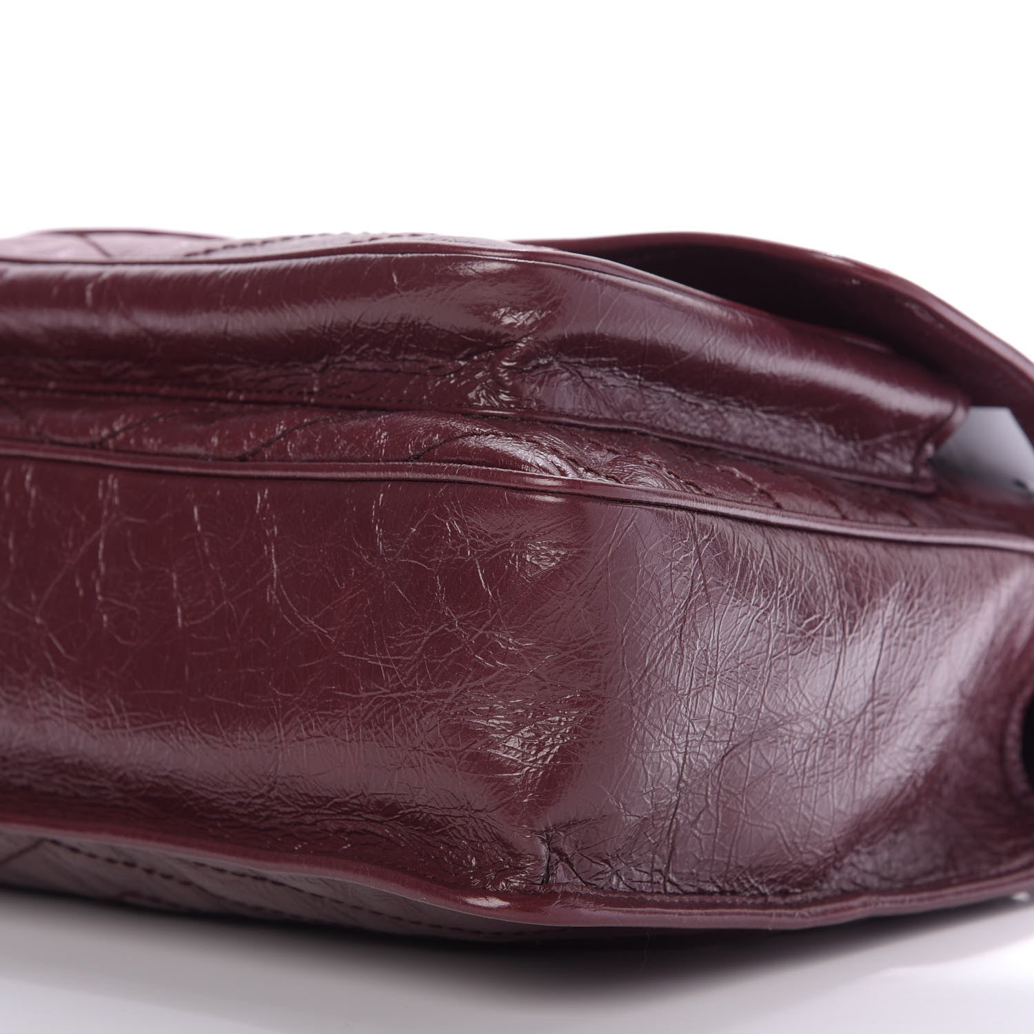 Saint Laurent Crinkled Calfskin Matelasse Monogram Large Niki Chain Satchel Rouge Legion 8 of 10