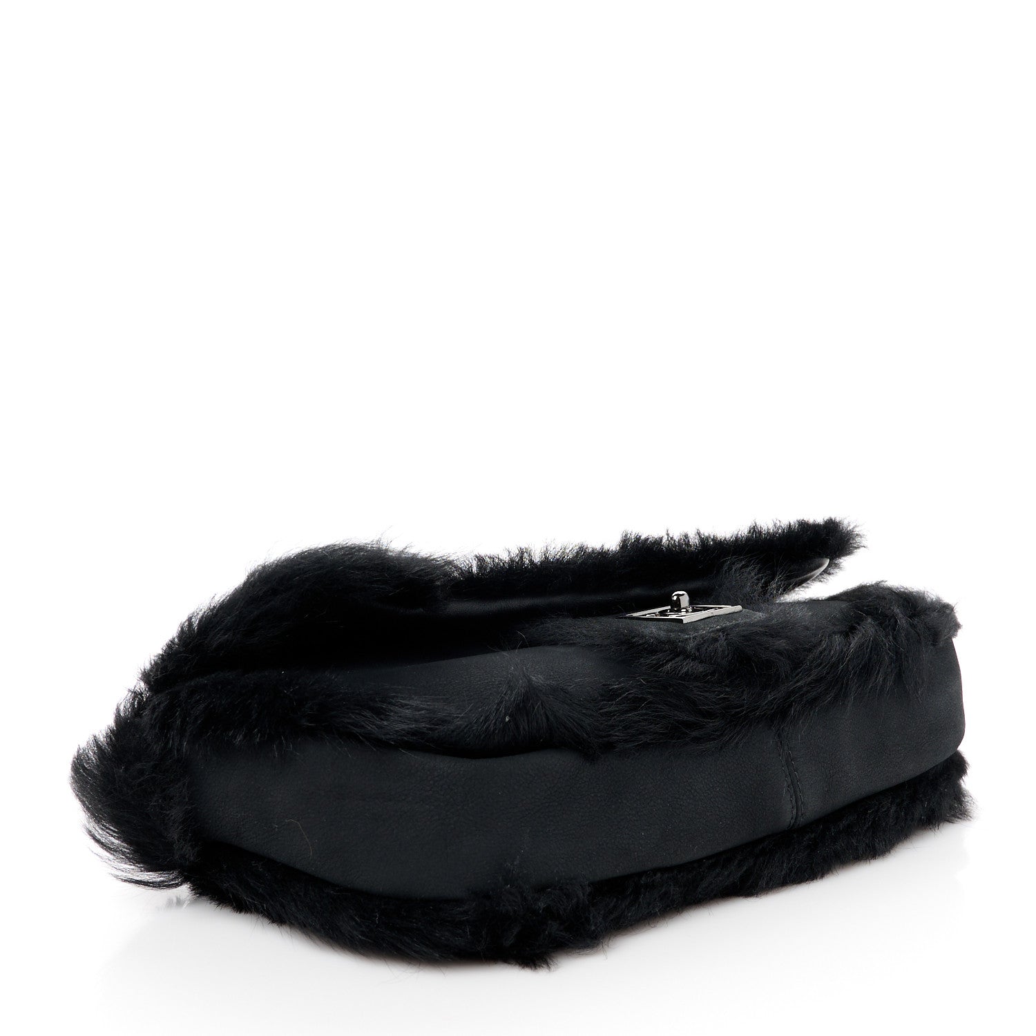 Chanel Suede Fur Quilted Flap Black 4 of 11