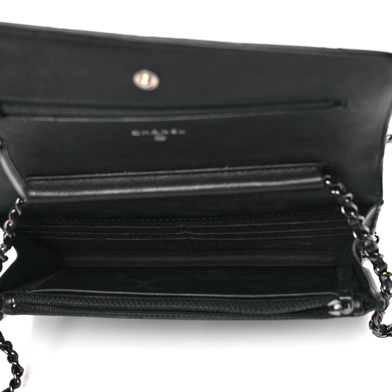 Chanel Crumpled Calfskin Quilted Wallet On Chain WOC So Black 5 of 16