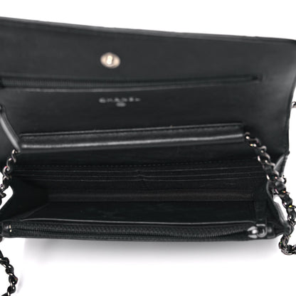 Chanel Crumpled Calfskin Quilted Wallet On Chain WOC So Black 5 of 16