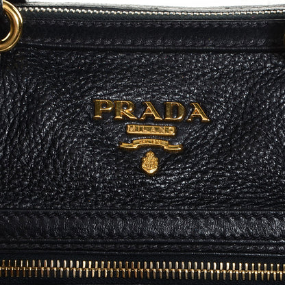 Prada Cervo Antik Shopping Satchel Black 4 of 11