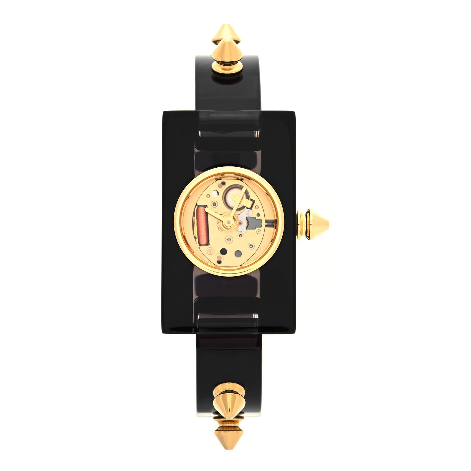 Gucci Stainless Steel Plexiglass 24mm Skeleton Stud Quartz Watch Black 1 of 5