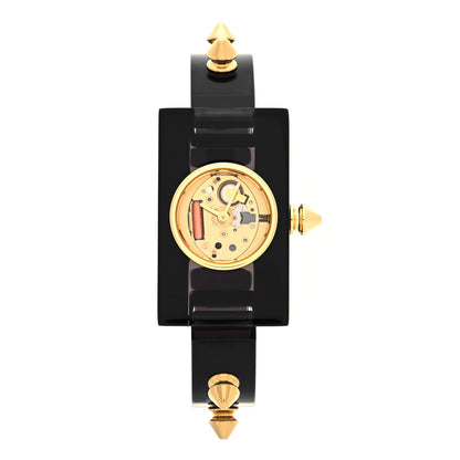 Gucci Stainless Steel Plexiglass 24mm Skeleton Stud Quartz Watch Black 1 of 5