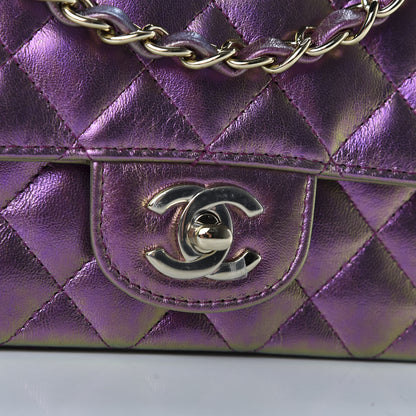 Chanel Iridescent Lambskin Quilted Mini Rectangular Flap Purple 10 of 10