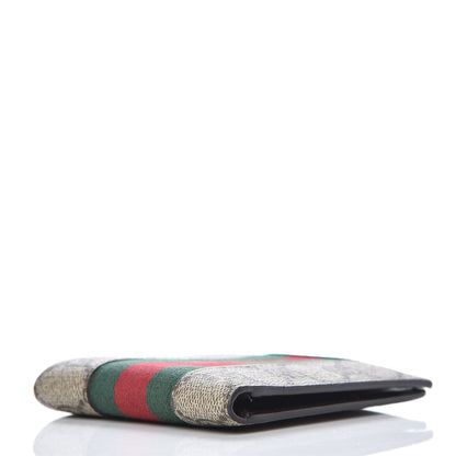Gucci GG Supreme Monogram Selleria Calfskin Web New Web Bi-Fold Wallet Beige Ebony Cocoa 4 of 9