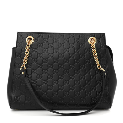 Gucci Guccissima Signature Large Shoulder Tote Bag Black 1 of 11