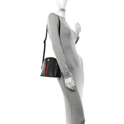 Gucci Calfskin GG Web Small Ophidia Dome Shoulder Bag Black 2 of 11