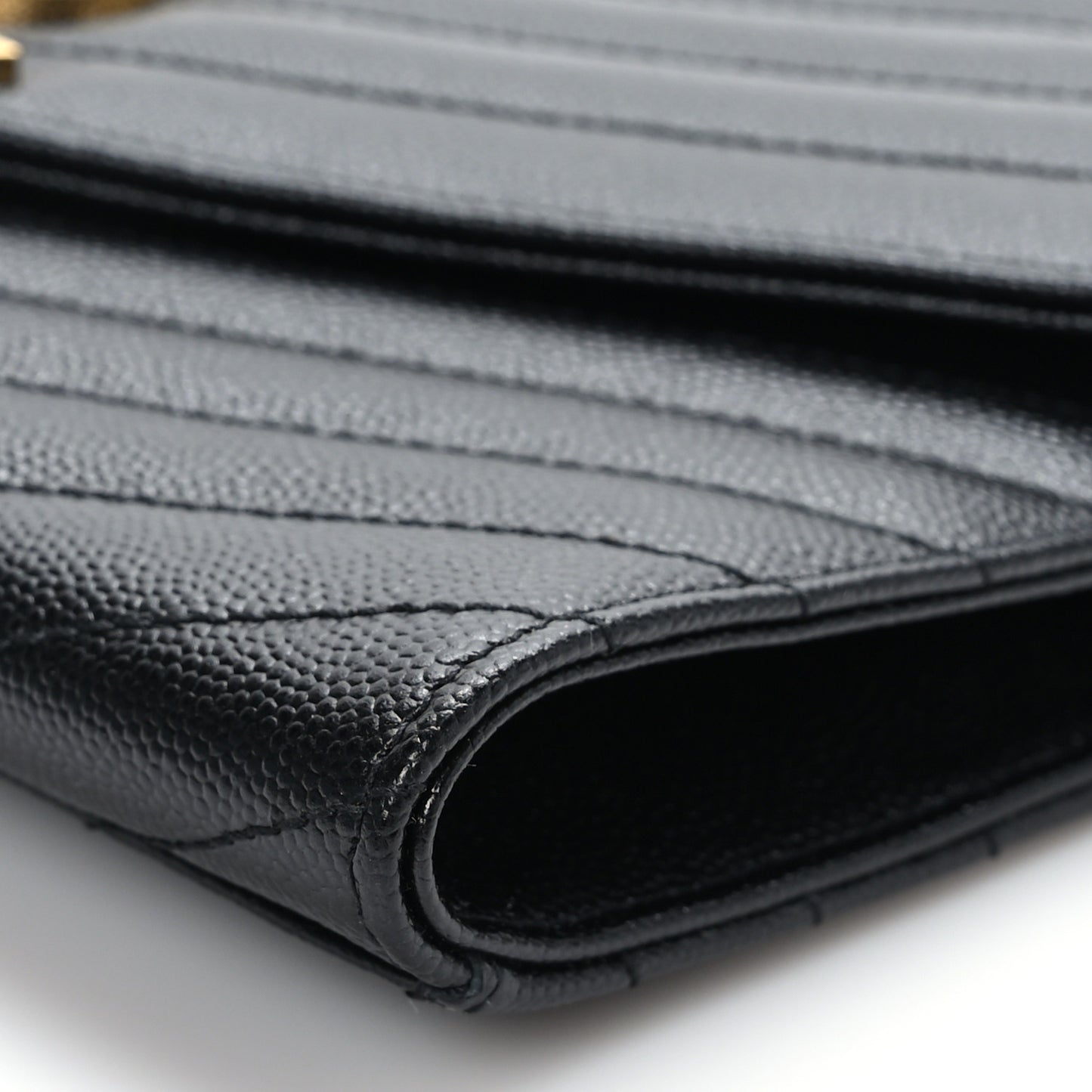 Grain De Poudre Matelasse Chevron Monogram Envelope Clutch Black