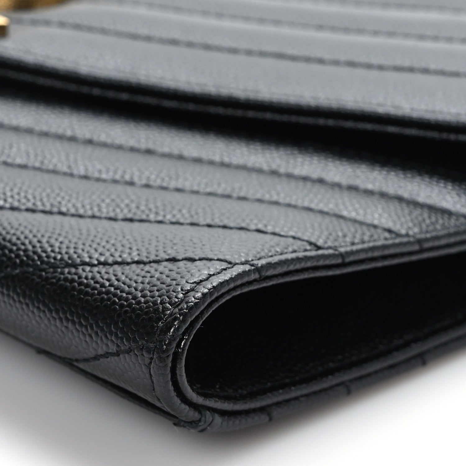 Saint Laurent Grain De Poudre Matelasse Chevron Monogram Envelope Clutch Black 9 of 9