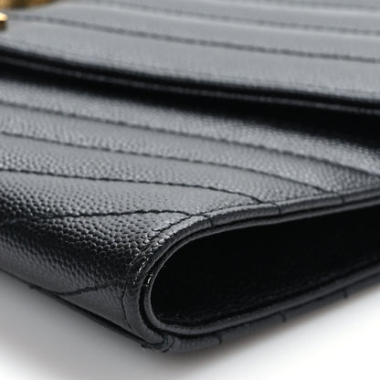 Saint Laurent Grain De Poudre Matelasse Chevron Monogram Envelope Clutch Black 9 of 9