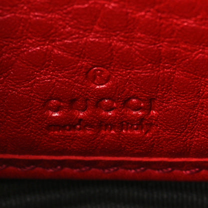 Gucci Pebbled Calfskin Soho Compact Disco Zip Around Wallet Tabasco Red 7 of 9