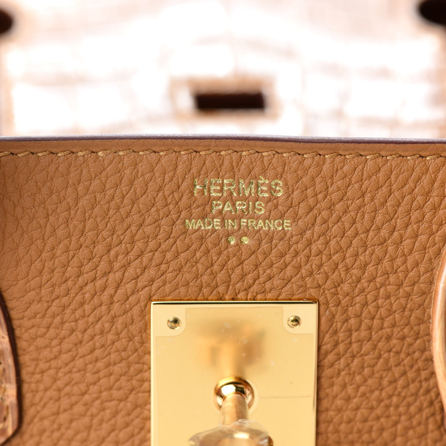 Hermes Togo Shiny Niloticus Crocodile Birkin Touch 30 Caramel Tabac Camel 22 of 34