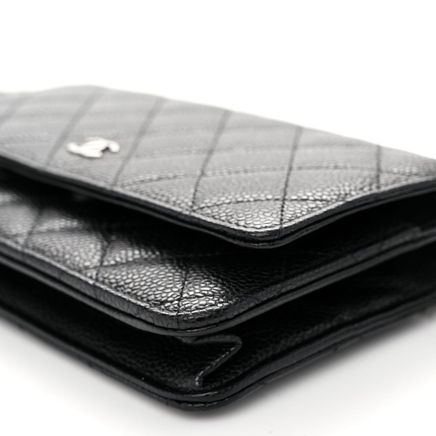 Caviar Quilted Wallet on Chain WOC Black
