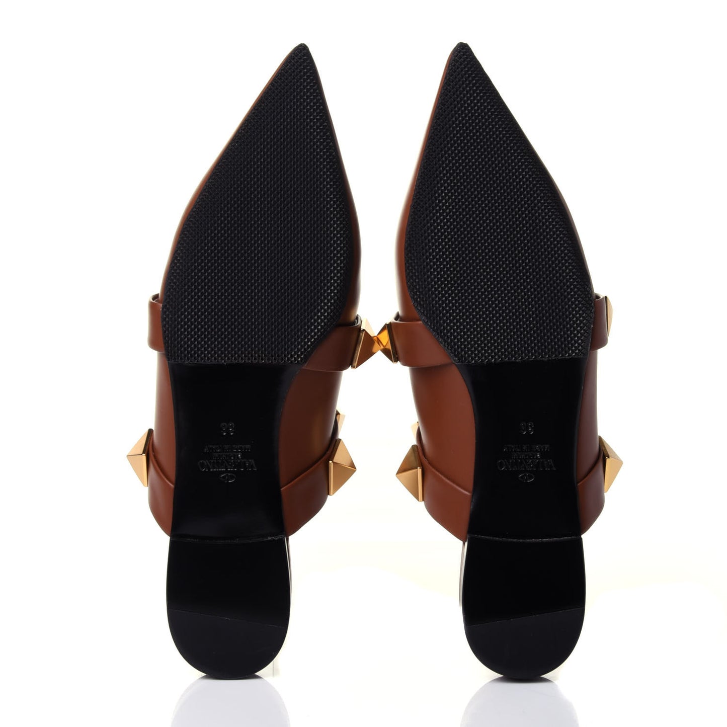 Calfskin Roman Stud Flat Mules 36 Selleria