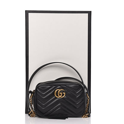 Gucci Calfskin Matelasse Mini GG Marmont Chain Shoulder Bag Black 12 of 12