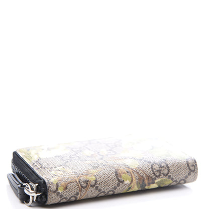 Gucci GG Supreme Monogram Blooms Zip Around Card Case Wallet Beige New Military Black 3 of 7