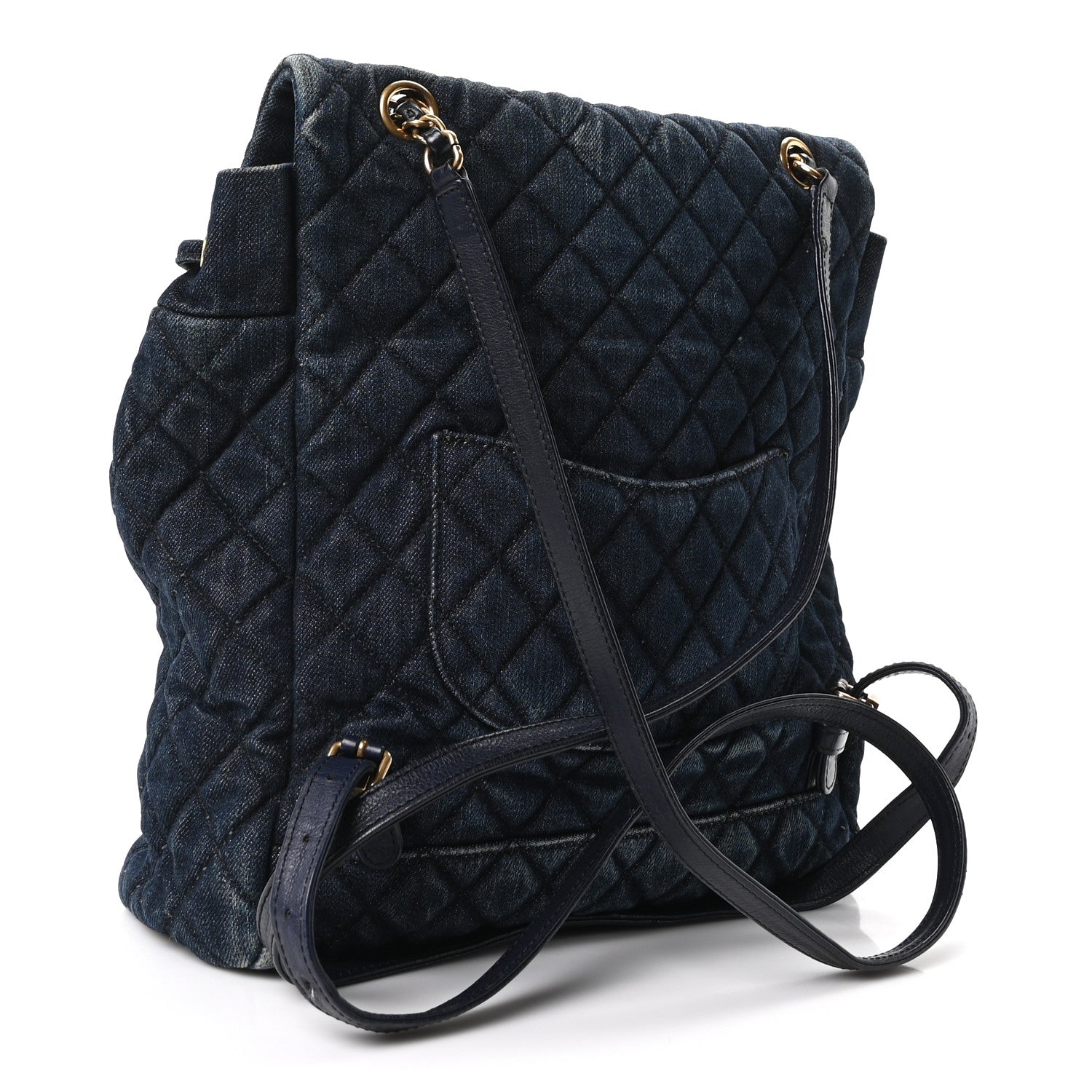 Chanel Washed Denim Quilted Large Urban Spirit Backpack Dark Blue 3 of 10