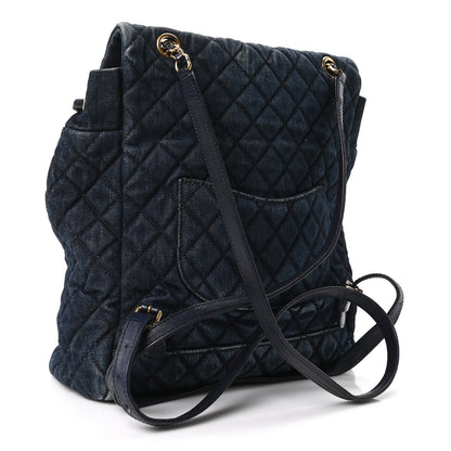 Chanel Washed Denim Quilted Large Urban Spirit Backpack Dark Blue 3 of 10