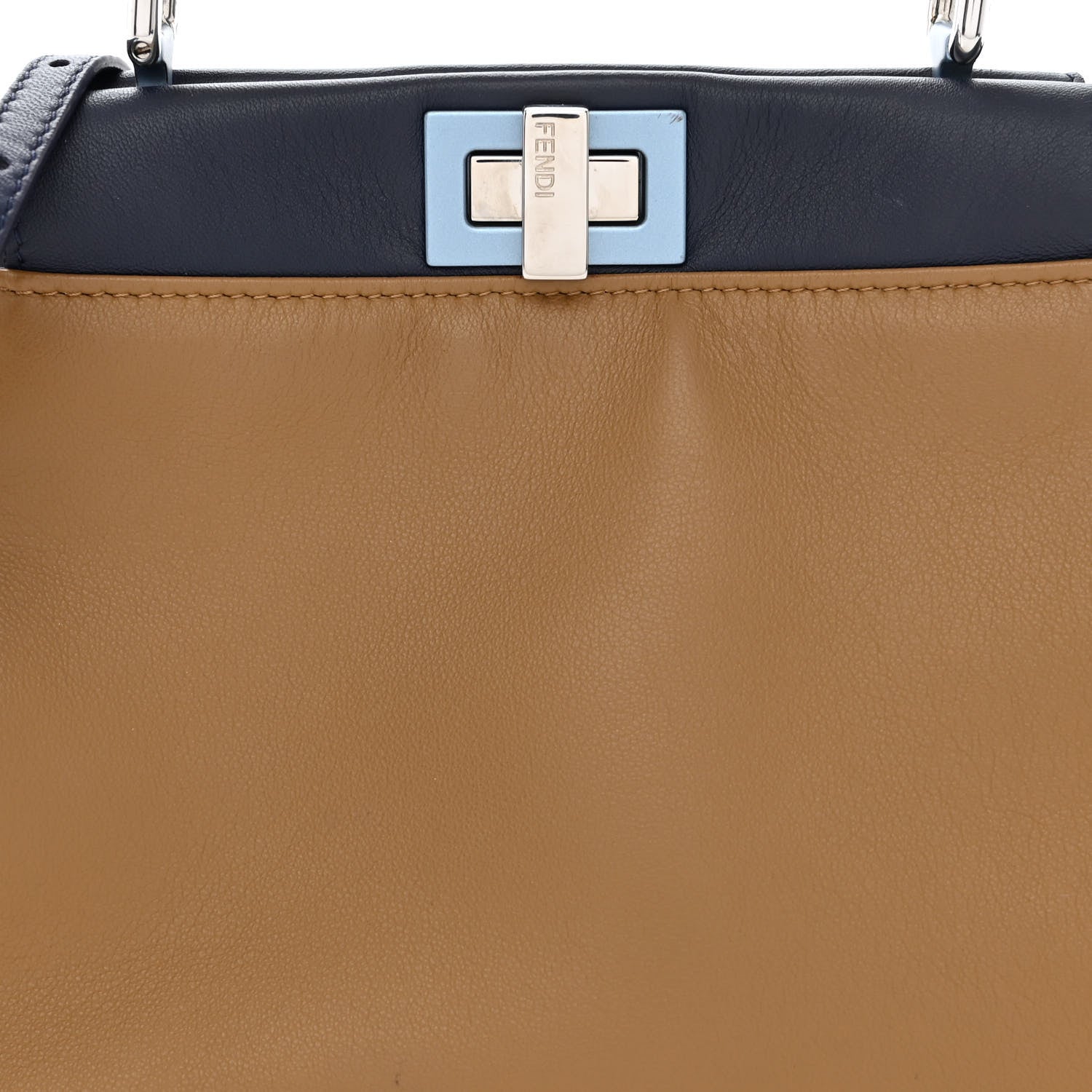 Fendi Nappa Mini Peekaboo Iconic Satchel Beige Blueberry Limone 9 of 14