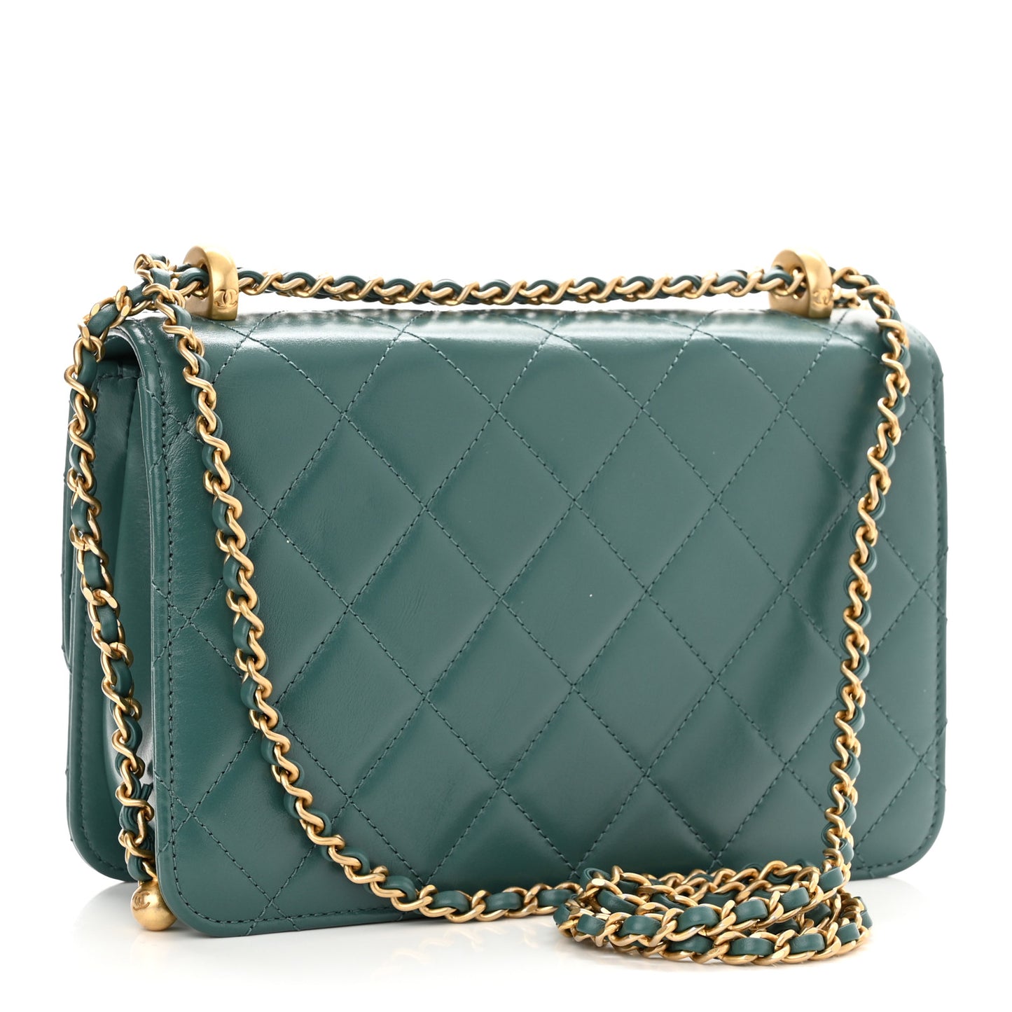 Calfskin Quilted Perfect Fit Flap Green