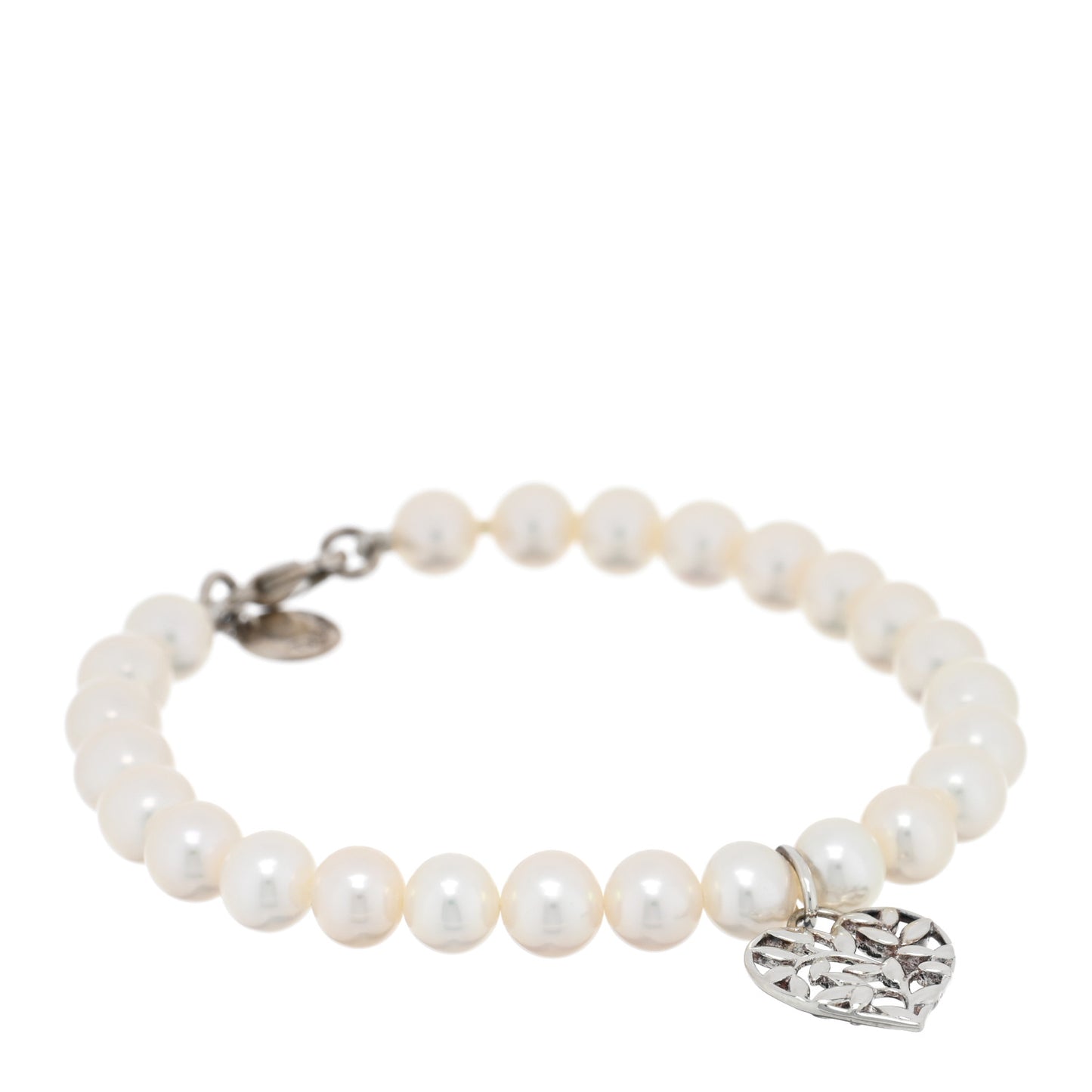 Sterling Silver Cultured Pearl Paloma Picasso Olive Leaf Heart Bracelet