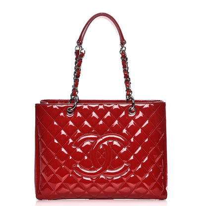 Chanel Patent Quilted Grand Shopping Tote GST Red 1 of 7