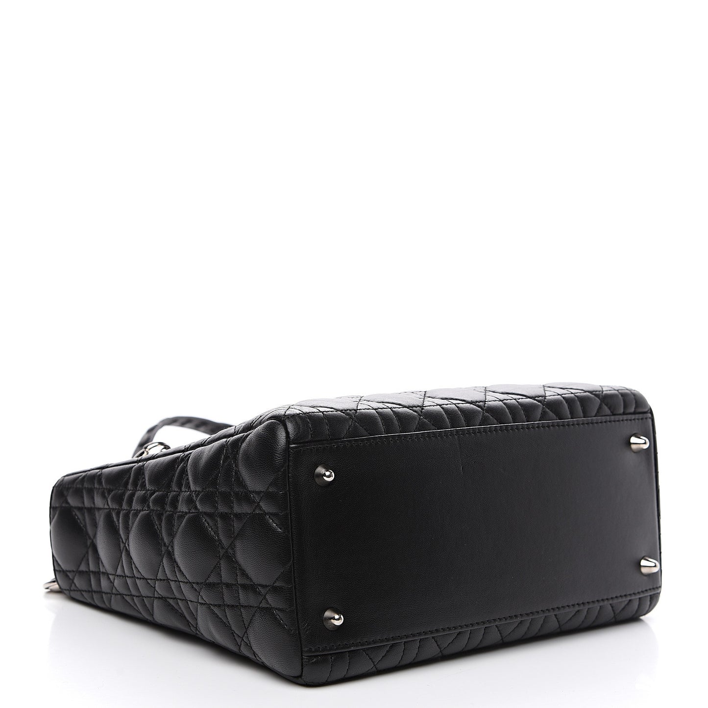 Lambskin Cannage Studded Double Strap Medium Lady Dior Black