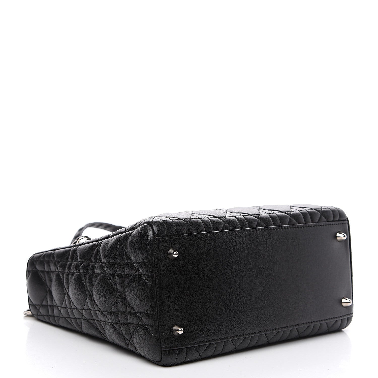 Christian Dior Lambskin Cannage Studded Double Strap Medium Lady Dior Black 3 of 10