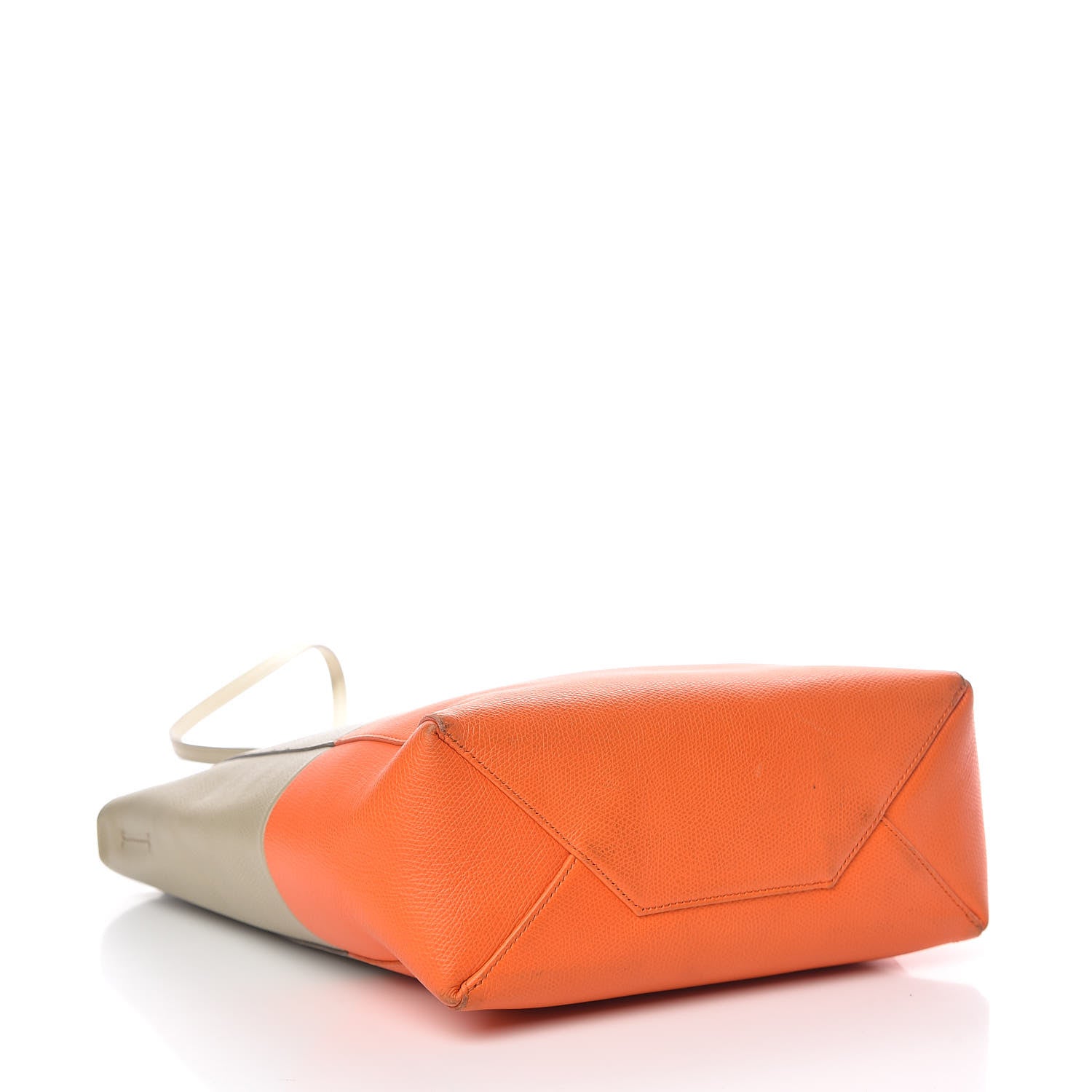 Celine Grained Calfskin Small Vertical Bi-Cabas Fluo Orange Taupe 4 of 23
