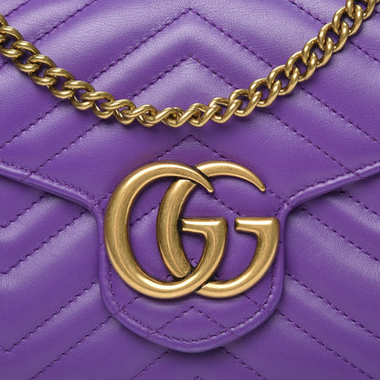 Gucci Calfskin Matelasse GG Marmont Chain Wallet Shine Purple 7 of 7