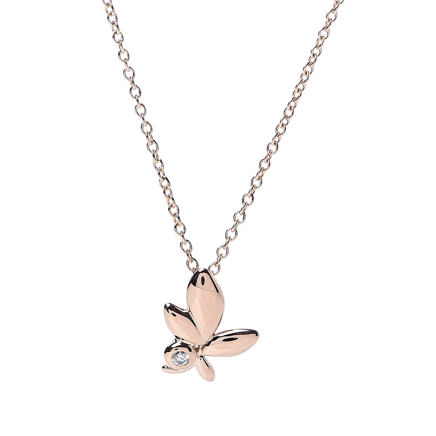 Tiffany 18K Rose Gold Diamond Paloma Picasso Olive Leaf Pendant Necklace 4 of 6