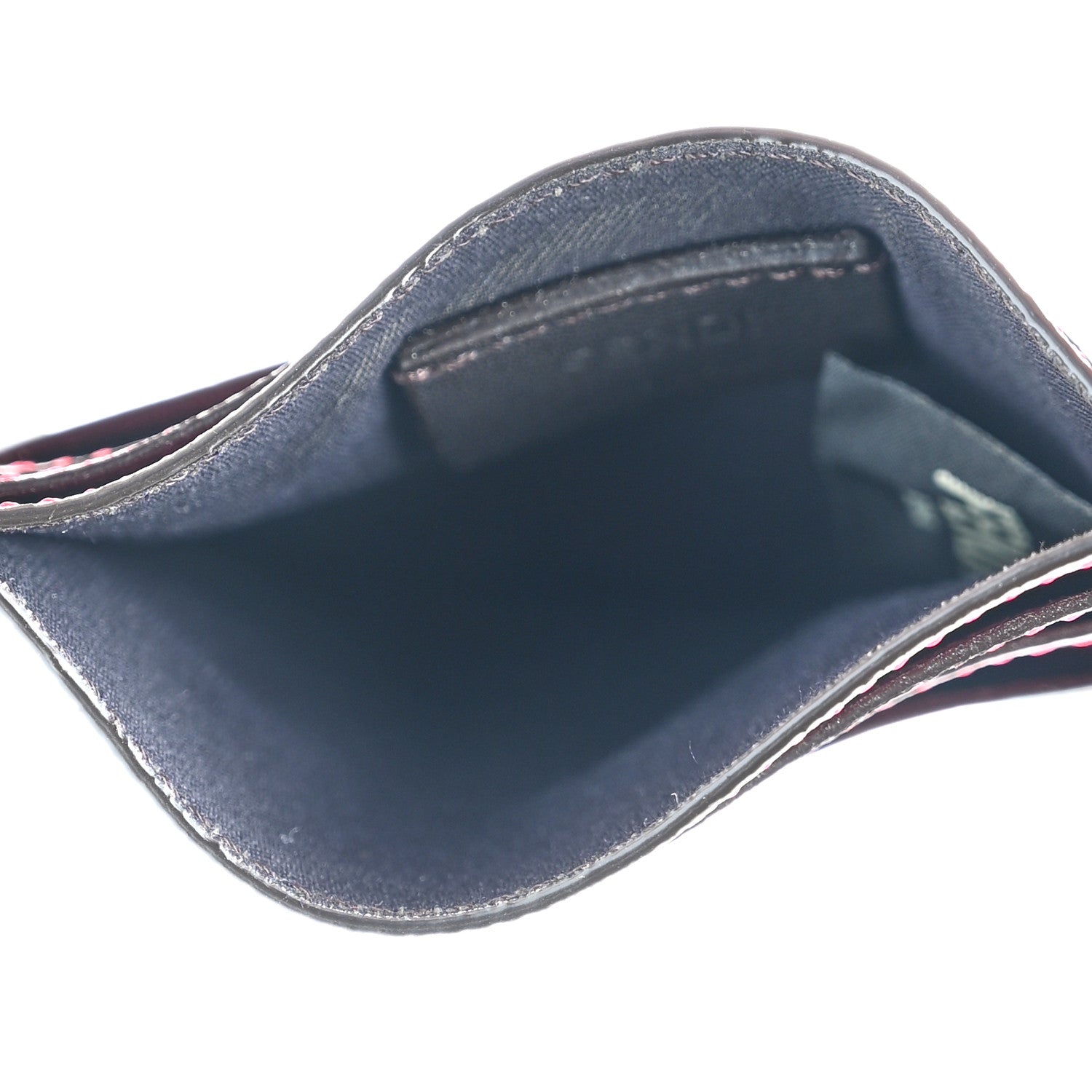 Fendi Vitello Cruise Bi-Color FF 1974 Embossed Card Holder Maya Black Fragola 5 of 8