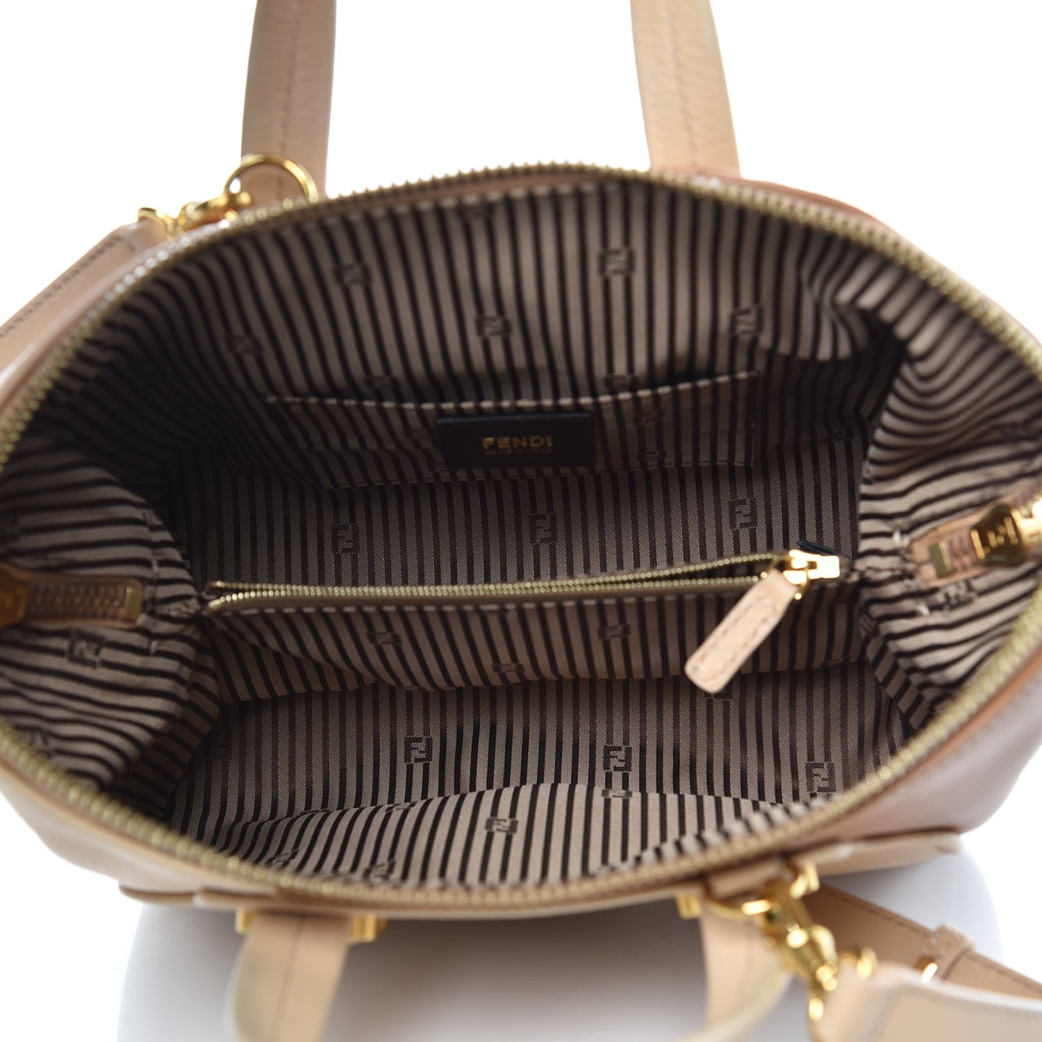 Fendi Capra Vitello Dolce Marmol Colorblock Small Chameleon Tote Cipria Makeup Camel 5 of 16