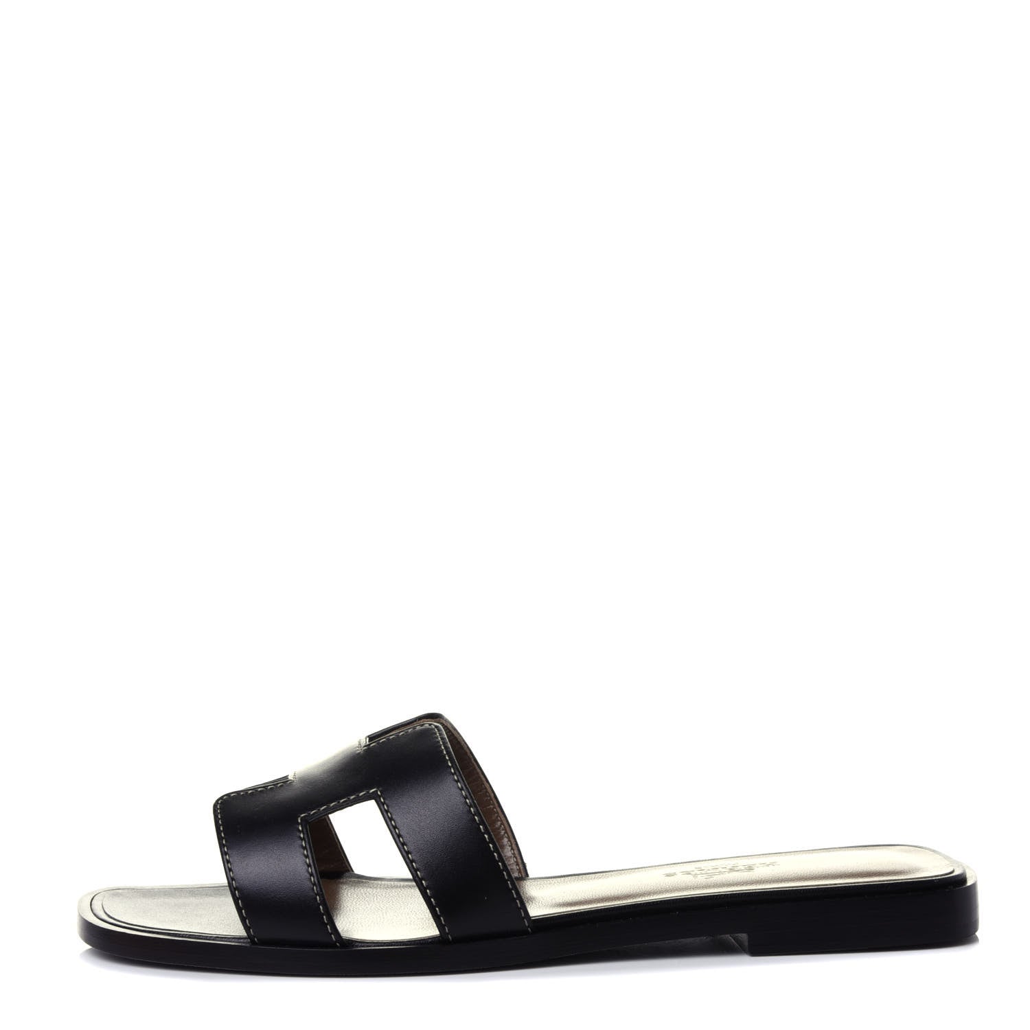 Hermes Box Calfskin Oran Sandals 35 Black 1 of 6