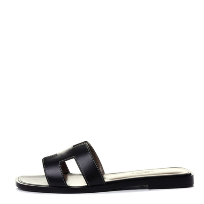 Hermes Box Calfskin Oran Sandals 35 Black 1 of 6