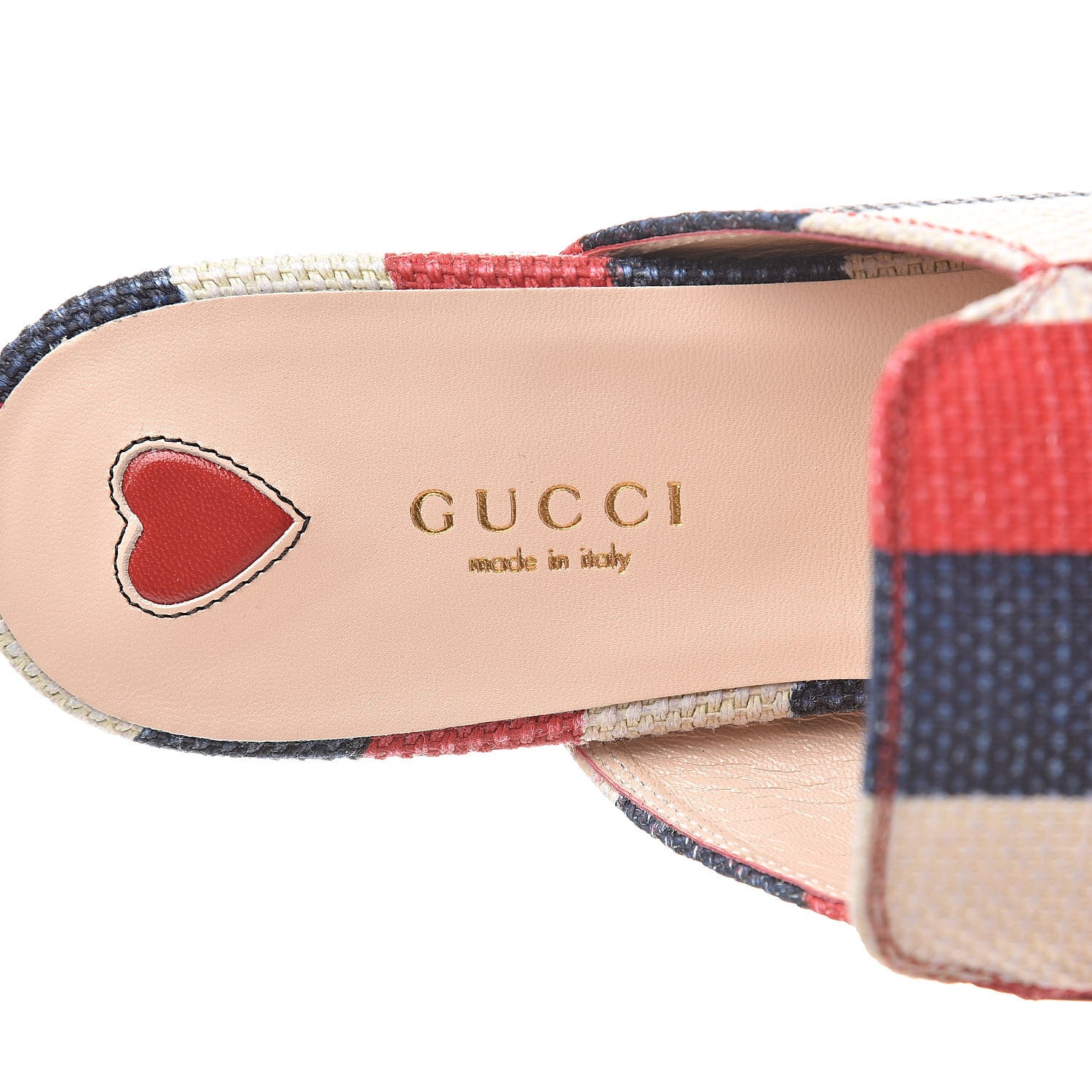 Gucci Canvas Sylvie Stripe Womens Princetown Slippers 38 Mystic White Hibiscus Red Maritime 7 of 8