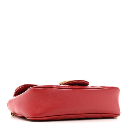 Gucci Calfskin Matelasse Super Mini GG Marmont Shoulder Bag Hibiscus Red 4 of 16