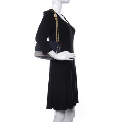 Chanel Smooth Calfskin Knit Nude 2.55 Reissue 225 Flap Navy 2 of 10