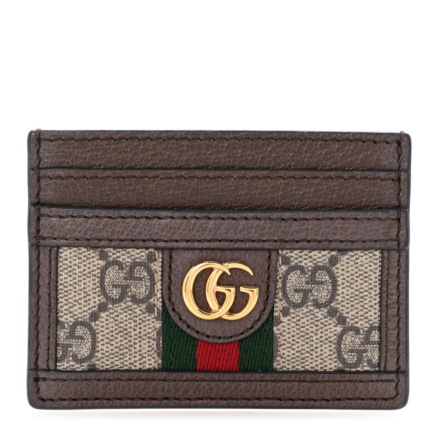GG Supreme Monogram Ophidia Card Holder Brown