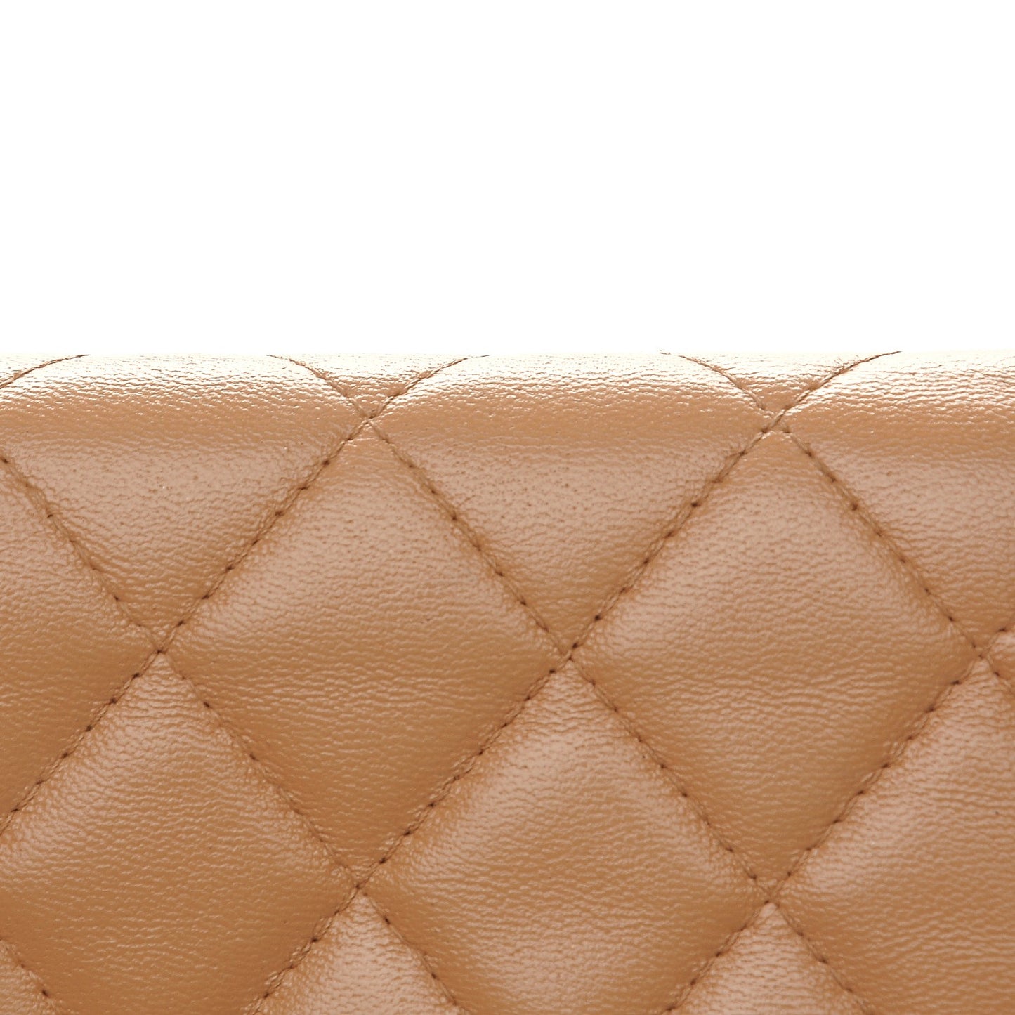 Lambskin Quilted Zipped Pocket Wallet Beige
