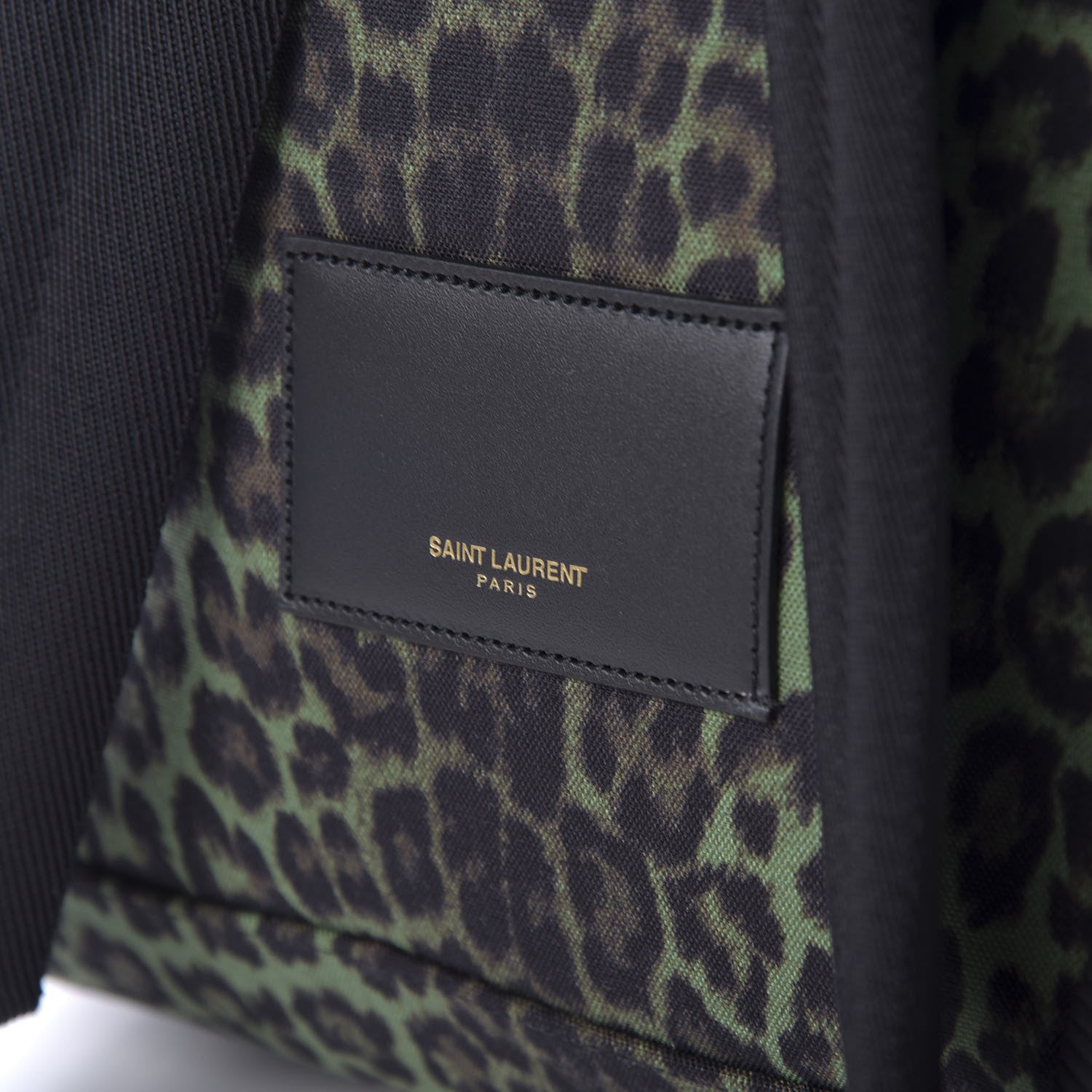 Saint Laurent Printed Canvas Leopard Classic Hunting Backpack Green 8 of 8