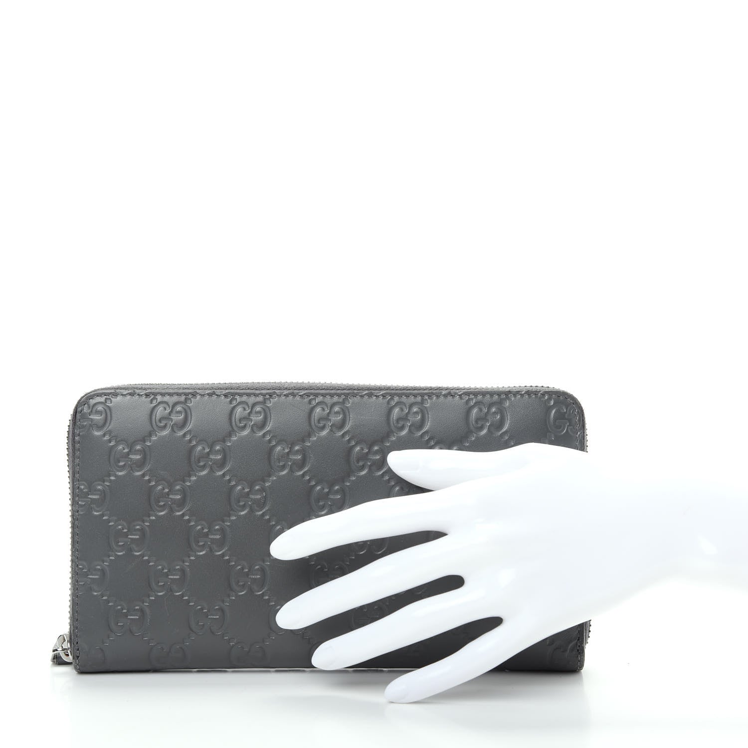 Gucci Guccissima Signature Zip Around Organizer Wallet Grey 2 of 8