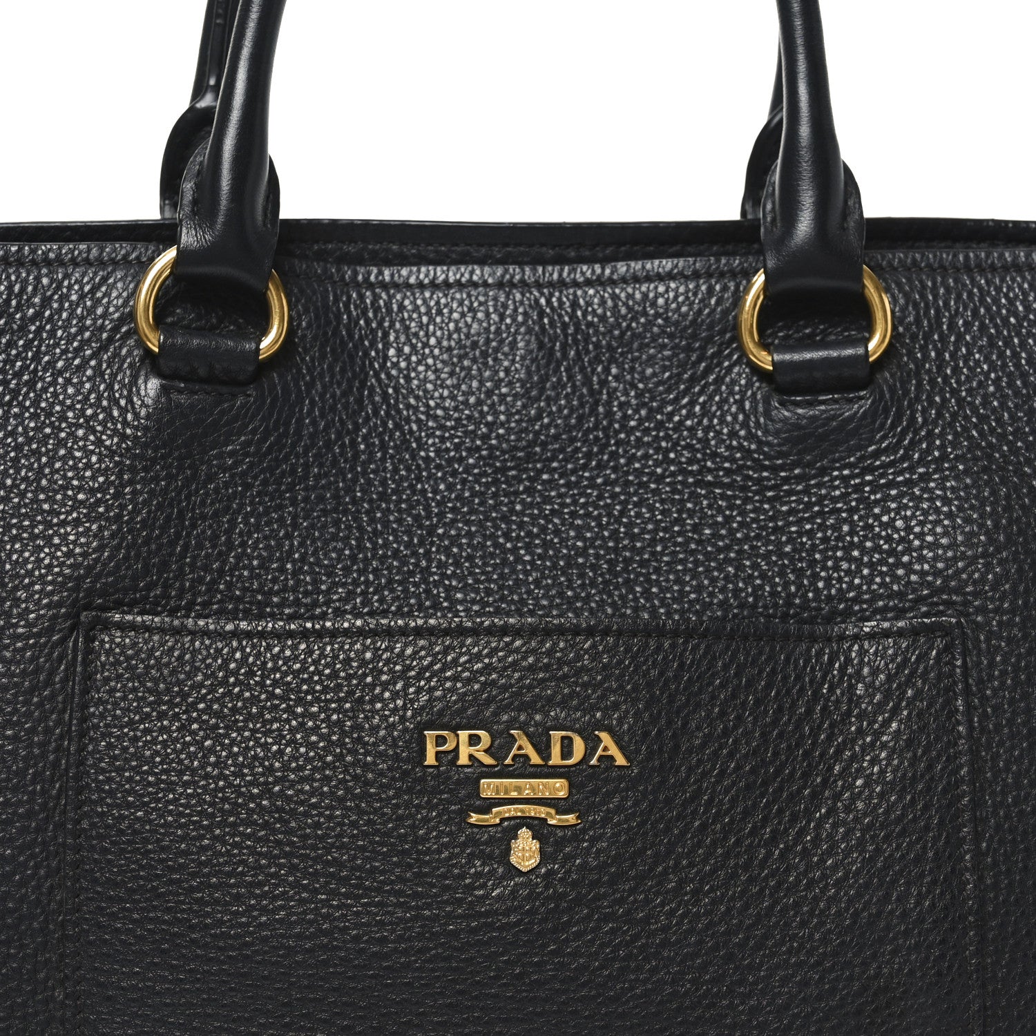 Prada Vitello Daino Pocket Shopping Tote Black 7 of 9