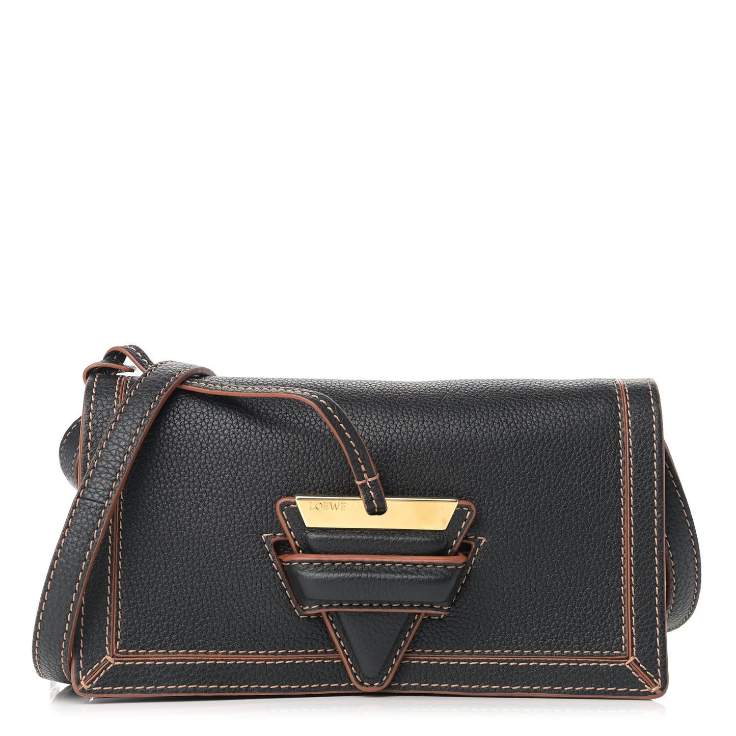 Grained Calfskin Mini Barcelona Shoulder Bag Black