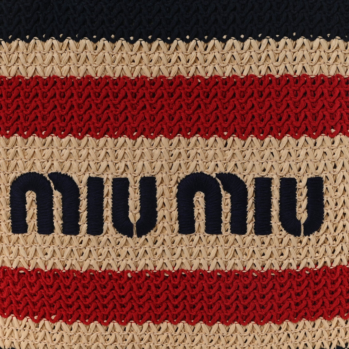 Raffia Crochet Stripe Tote Natural Blue