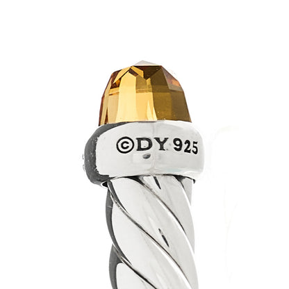 David Yurman Sterling Silver Diamond Citrine 6mm Cable Flex Bracelet 3 of 4