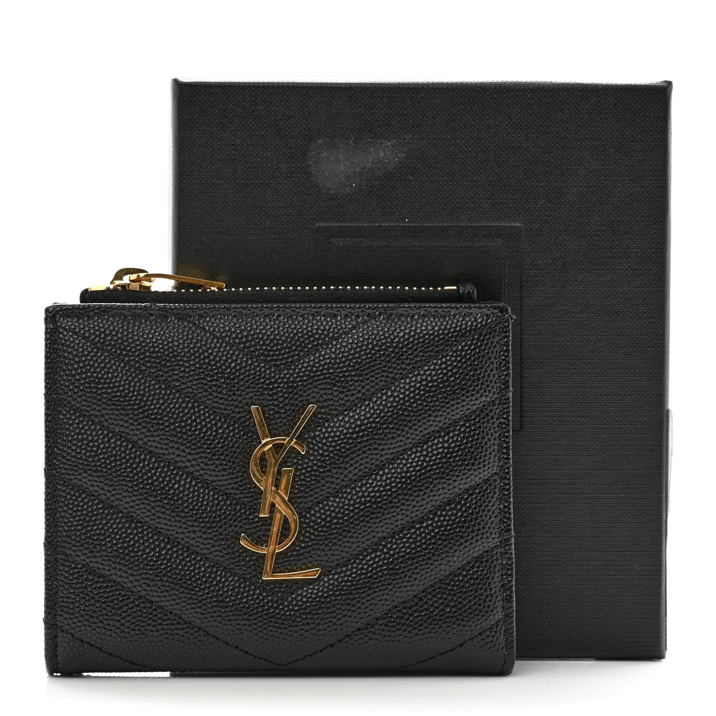 Grain De Poudre Matelasse Chevron Monogram Zipped Card Case Black